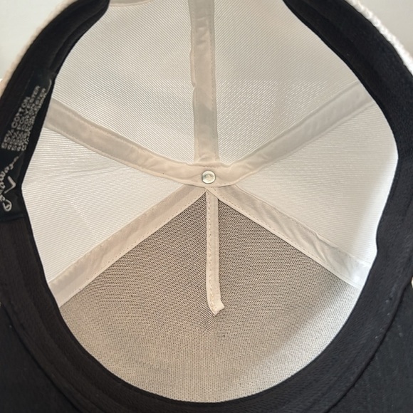 Callaway Hat Cap Snap Back Mens Beige Green Stripe Mesh Trucker EUC - Picture 6 of 8